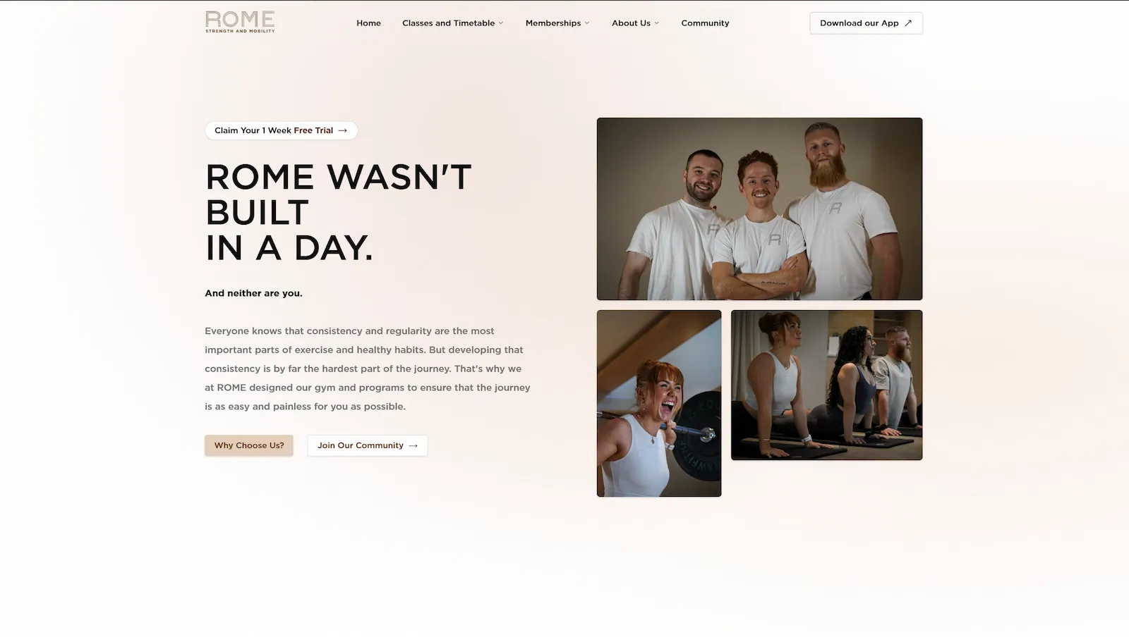 Rome Gym Thumbnail of landing page